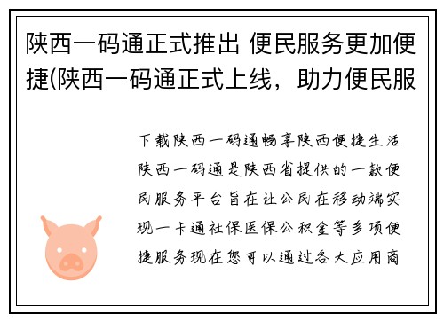 陕西一码通正式推出 便民服务更加便捷(陕西一码通正式上线，助力便民服务升级)